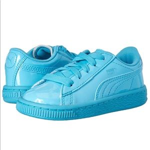 Puma Basket toddler in Blue Atoll patent